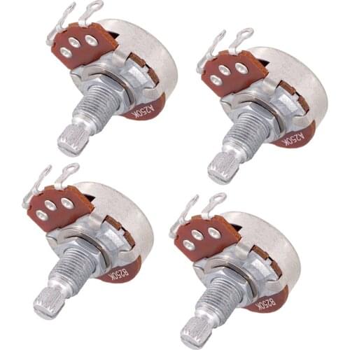 Metric Full Size 18mm Split Shaft Pots A250K & B250K Guitar Potentiometers (4 Pieces)