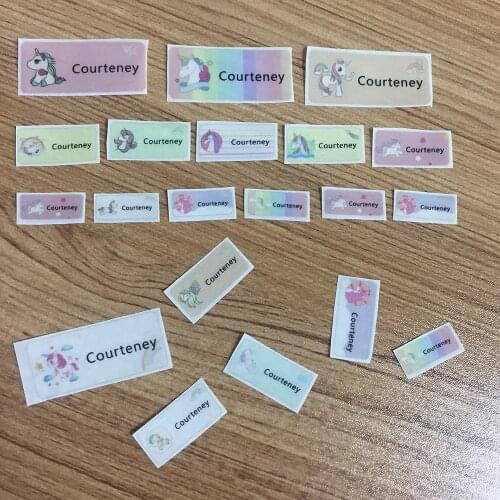 Cartoon Unicorn Pattern Gril Iron On Name Labels Customize Stickers Personalized Tags Fabric Sticker For Clothes School Uniforms