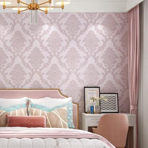 Blue Pink Damascus Floral Wallpaper 3d Classic Self Adhesive Murals Damask Wall Papers Stickers Living Room Bedroom Decor J098