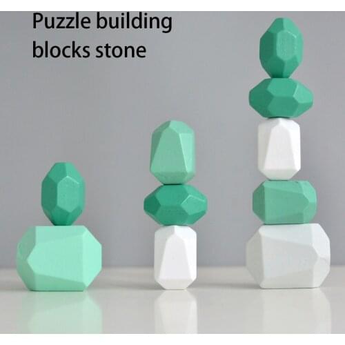Children Wooden Stacking Stone Toy Kids Educational Balance Game Wooden Building Block Toy