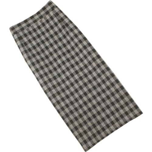 Autumn winter plaid woolen skirt women high waist package hip step split pencil skirt plus size 2XL