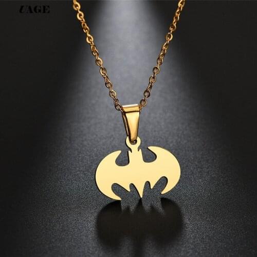 UAGE Stainless Steel Lovely Bat Necklace For Boy Stainless Steel Super Hero Necklace Pendant Jewelry Gift For Kids