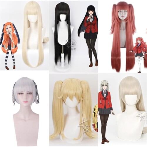 Kakegurui Cosplay Role Playing Wigs Yumemite Yumemi Jabami Yumeko Yomoduki Runa Meari Saotome Cosplay Straight Long Wig
