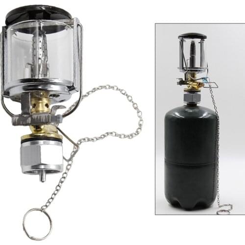Mini Outdoor Camping Lantern Portable Aluminum Gas Light Tent Lamp Torch Hanging Glass Lamp Propane Butane Heater Lighting