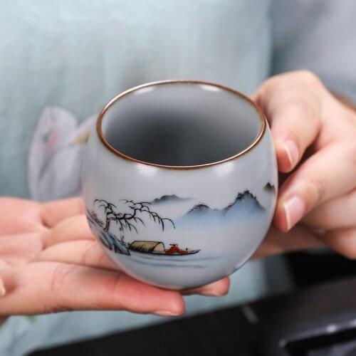 Ru kiln can raise Master Cup, personal tea cup, tea cup, home ceramic kungfu tea set and tea bowl