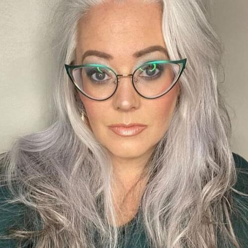 Sexy Women Cat Eye Anti Blue Light Metal Optical Glasses Frames Lady Fashion Computer Eyeglasses 53110