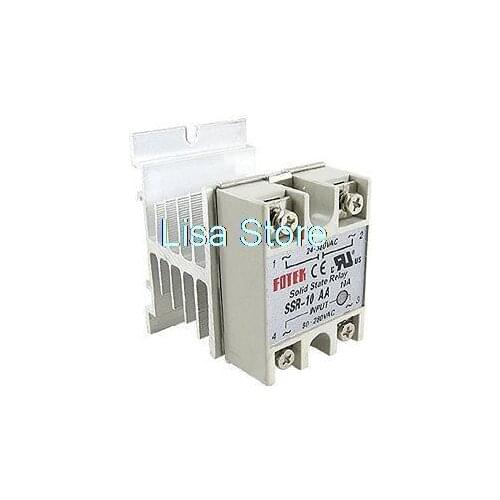 SSR-10AA 80-250VAC / 24-380VAC 10A Single Phase SSR Solid State Relay + Heat Sink