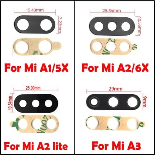 2pcs, Mi A3 Back Camera Glass Lens with Adhesive Sticker Tape For Xiaomi Redmi 6 Pro / Mi A2 lite A1 Replacement Parts