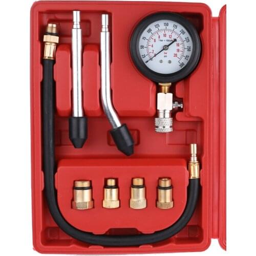 Gasoline Engine Compression Tester Auto Petrol Gas Engine Cylinder Automobile Pressure Gauge Tester 0-300psi with Case