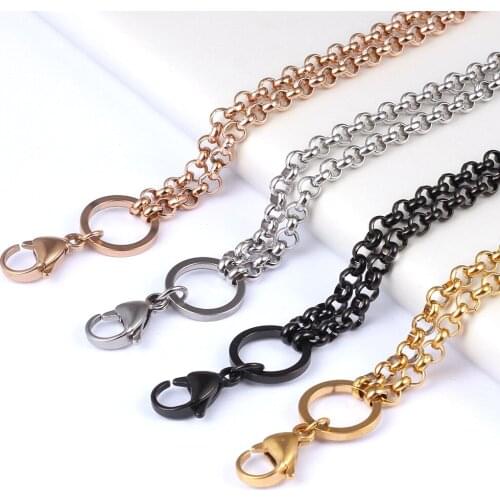 TJP 10PCS/Lot 24'' (60cm) 316L Stainless Steel 4.0mm Rolo Chain for Floating Locket/Pendant Jewelry Wholesale