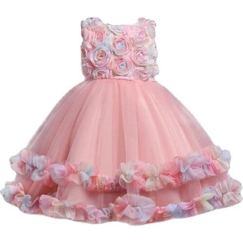 Flower Vintage Embroidery Baby Girls Dress Opening Ceremony Clothing Tutu Party Elegant Wear Girls Princess Dress Kids Vestidos