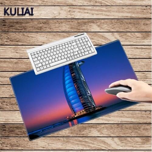 XGZ DIY Custom Large Size Player Mouse Pad Arab Dubai Logo Architectural Night View Suitable for Company Wholesale Purchase