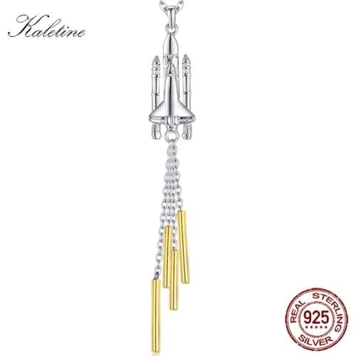 KALETINE Rockets Sterling Silver 925 Pendant Necklaces Launching Rocket Charm Luxury Necklace for Women Silver Jewelry KLTN098