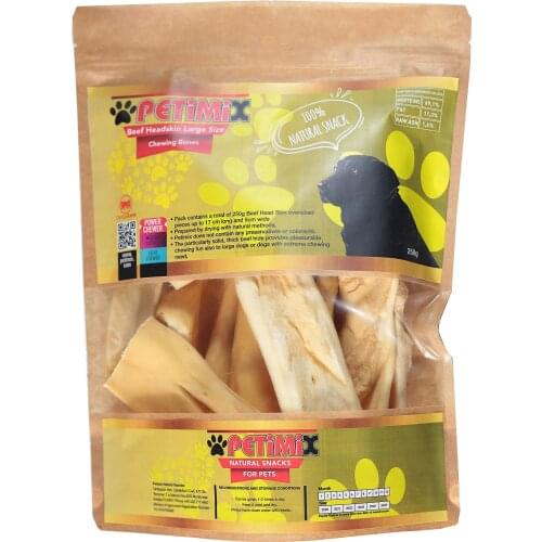 Petimix Beef Headskin Chewing Bones Dog Treat Naturel Snacks for Pets Dental Care Large 250g