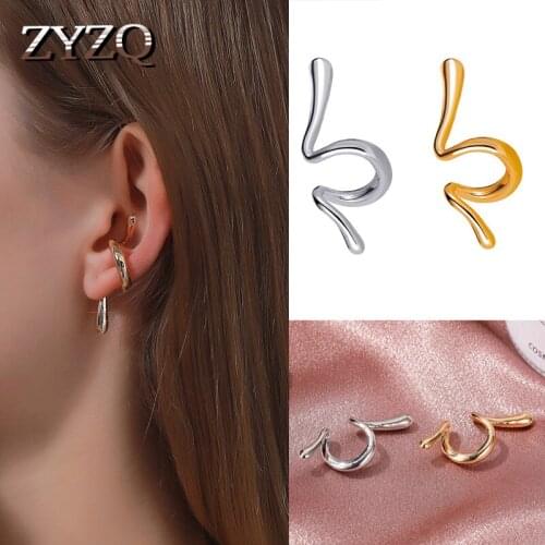 ZYZQ Niche Design Personality Spiral Ear Clip Metal Snake-Shaped Neutral Wind No Pierced Earrings Simple Trendy Street Jewelry