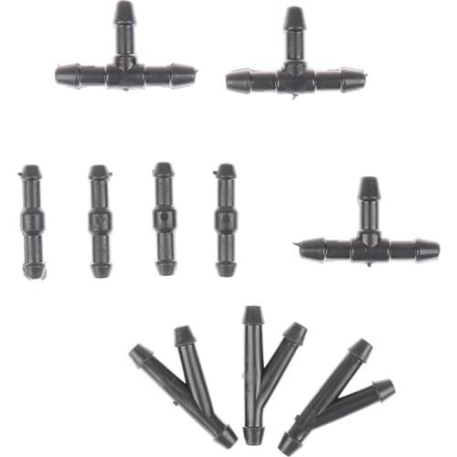 10Pcs Universal Joiner Pipe Connector T Piece Straight Tee 3 Way Y Piece Air Fuel Water Petrol Wiper Nozzle Hose Tubing