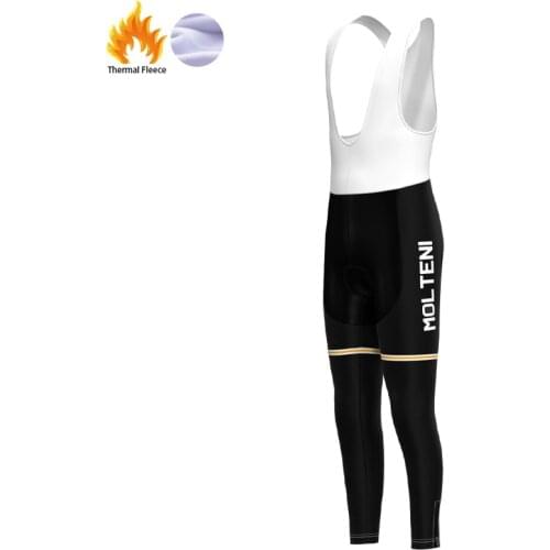 1974 Competition MOLTENI Team Retro Man Black Fleece Cycling trousers Bike Skinsuit Pants Gel Pad Pantalón ciclismo hombre
