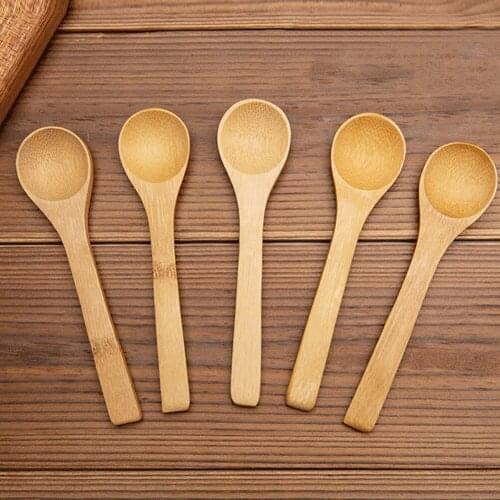 5Pcs/Lot Bamboo Jam Spoon Baby Honey Spoon Wood Coffee Spoon Delicate Kitchen Using Condiment Small Scoop More Size Teaspoon Hot