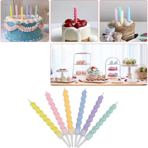 6pcs/set Thread Color Birthday Candles With Stand Cake Candle Party Supplies Wedding Decoration Baby Party For Atmosphere