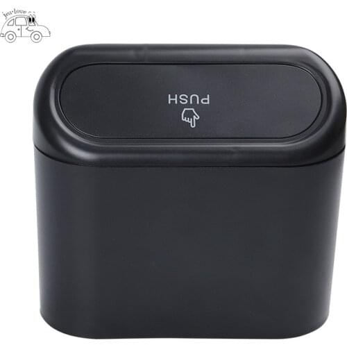 Car Trash Bin Hanging Vehicle Garbage Dust Case Storage Box Black Abs Square Pressing Type Trash Can Auto Interior Accessories