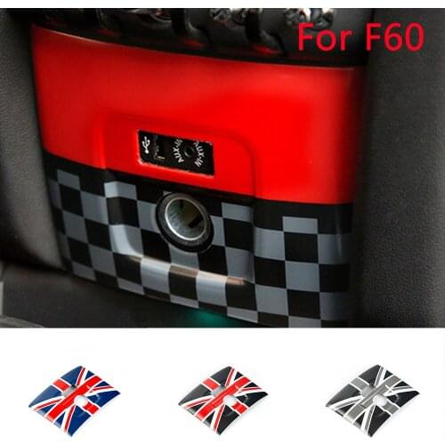 Car Cigarette Lighter USB AUX Panel Cover Frame Sticker For Mini Cooper F60 Countryman Car Styling Trim Decoration Accessories