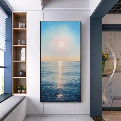 Free Shipping Artwork Boat In Sea Paintings Hand-Painted Abstract Oil Painting On Canvas Home Decor Wall Art Picture Unframed