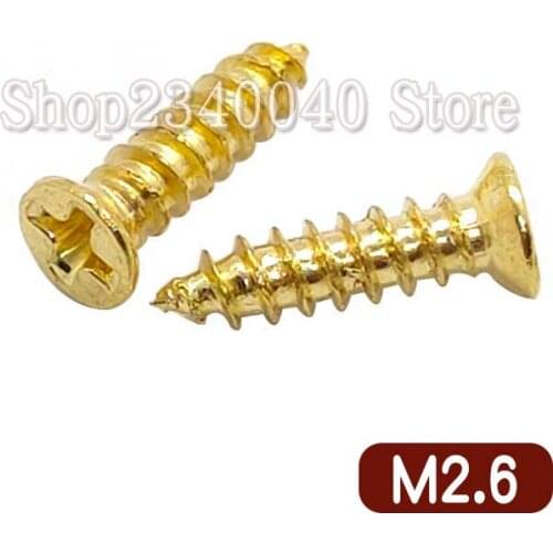 Free Shipping M2.6 Cross Head Self-Tapping Antique Screw With Hard Flat Head Wood Screw Gold Furniture Screws Hand Tool 100pcs