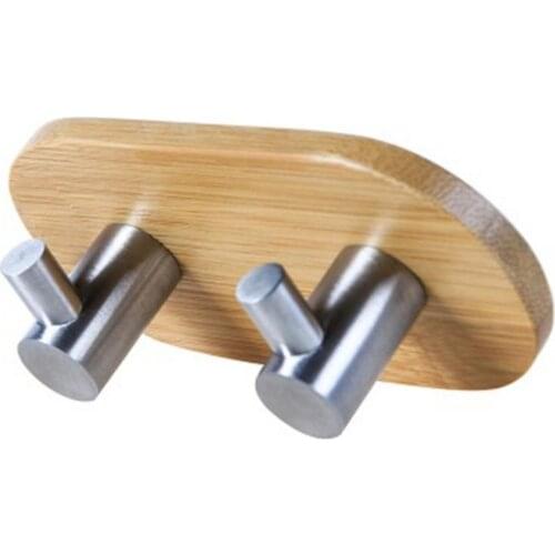 Wooden Stainless Steel Strong Adhesive Sticking Clothes Hook Door Wall hook Hanger