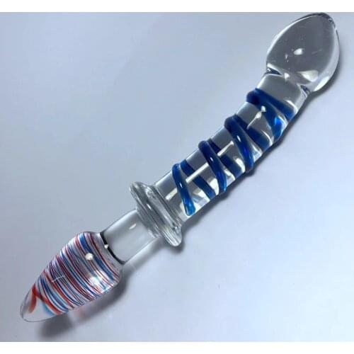 Dual two anal dildo side pyrex glass fake male dick crystal artificial penis butt plug masturbation sex toys adult gay women men