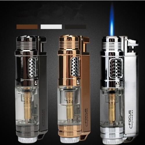 Torch Cigar Pipe Lighter Business Jet Butane Metal Turbo Lighter Gas Window Portable Spray Gun 1300 C Windproof Gadgets For Men