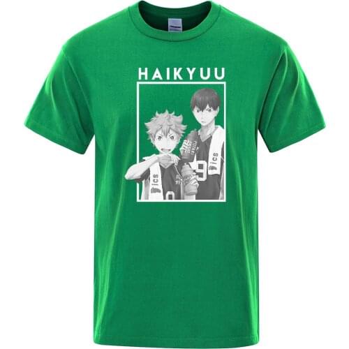 Retro Oversized T-Shirts Man Hinata And Kageyama Haikyuu Anime Printed Tops Simple Soft T-Shirt Vogue High Quality Male Tshirts