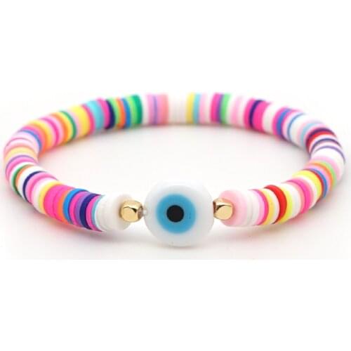 GO2BOHO Rainbow Macrame Bracelets Lucky Evil Eye Women Heishi Disc Beads Bracelet Pulseira Handmade Boho Multicolor Jewelry