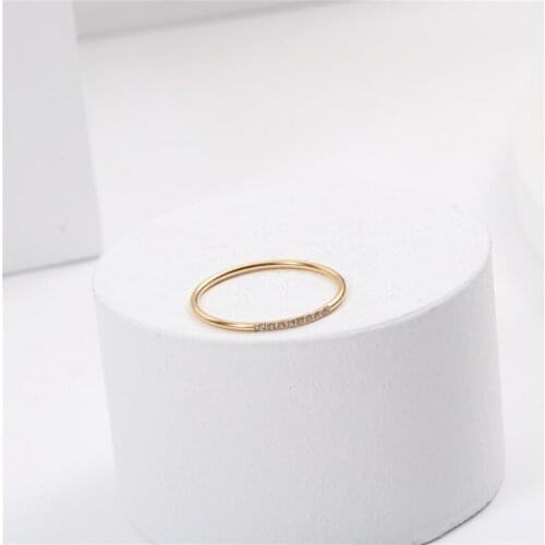 INSCHIC 2021 New Year Gift Thin Small Simple Pave Cubic Stones Ring For Women Jewelry Stainless Steel Iced Out Temperament Rings