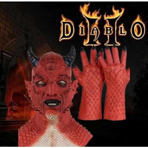 Latex Belial The Demon Mask Devil Cosplay Costume Masks With Gloves Halloween Party Props