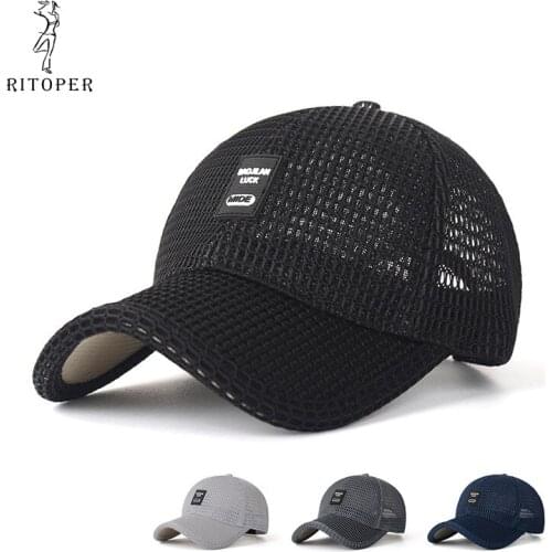 RITOPER Summer Mesh Breathable Baseball Cap Quick Drying Sunscreen Outdoor Solid Baseball Cap Adjustable Fishing Shade Hat