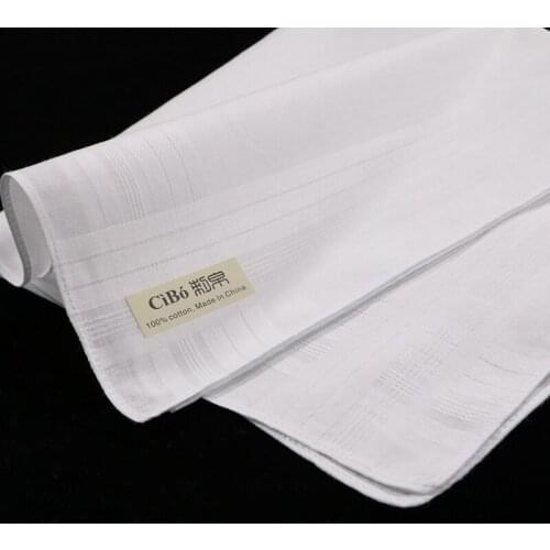 M002: 12 pieces classic mens 100% cotton satin banded handkerchief 1 dozen with size 17"x 17"