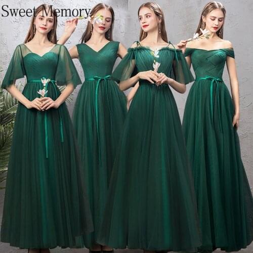 M3128 Custom Made Long Robe Green Bridesmaid Dresses 2021 Performance Wedding Guest Dress Women Graduation Vestidos Sweet Memory