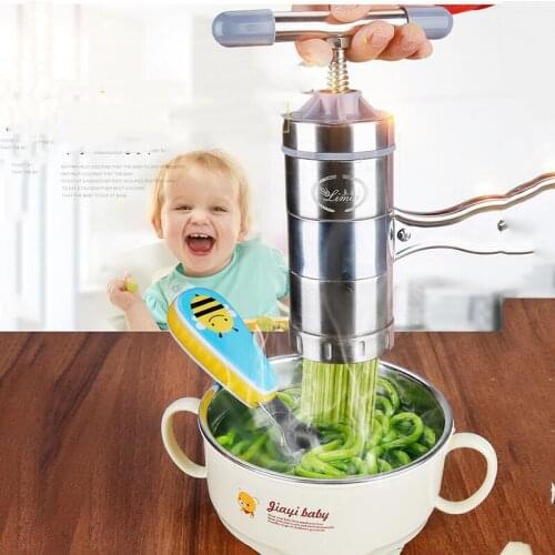 Stainless Steel Noodle Maker Pasta Press Machine Fruit Juicer Spaghetti Making Tools Kitchen Utensils With 5 Pressing Moulds