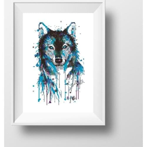 Gold Collection Embroidery Wolf Chinese Counted Cross Stitch Kits with 100% Cotton Flosses & Free Shipping for Home Wall Decor
