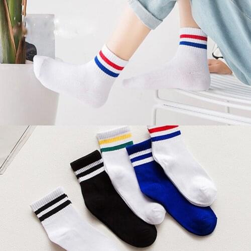 5 Pairs Pack Stripe Knee-high Socks Women Cotton Sock Soft Breathable Casual Sport Socks For Running Walking Girls Sock Slippers