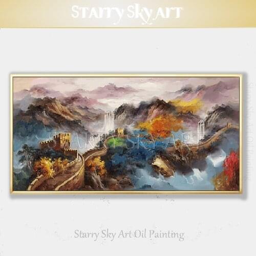 Excellent Artist Hand-painted Abstract The Great Wall Oil Painting on Canvas Beautiful Colors Abstract Great Wall Oil Painting