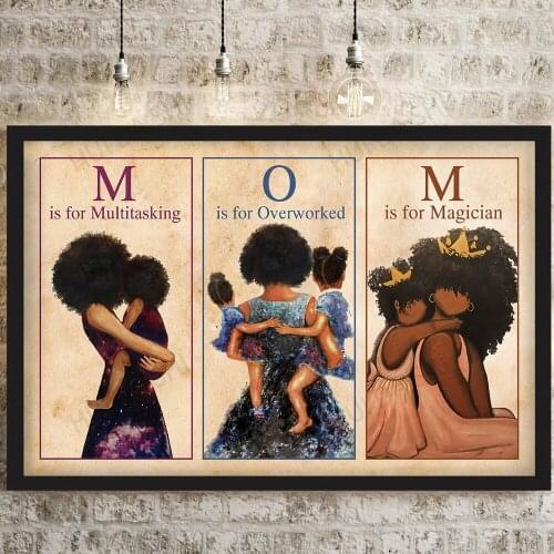 Mothers Day Gift, Afro Mom Horizontal Poster, Mom Is Multitasking Overworked Magician, African American Wall Art, Poster