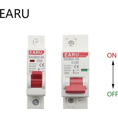DC 1000V 1P Solar Mini Circuit Breaker Overload Protection Switch 6A 16A 20A 25A 32A 50A 63A 80A 100A 125A Photovoltaic PV MCB