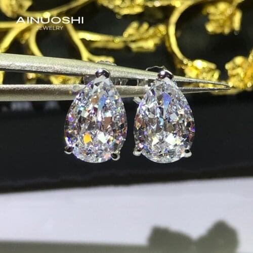 AINUOSHI Pear-shaped 7x10mm Simulated SONA Diamond Classic Purple Stud Earrings For 925 Sterling Silver Surprise Party Gift
