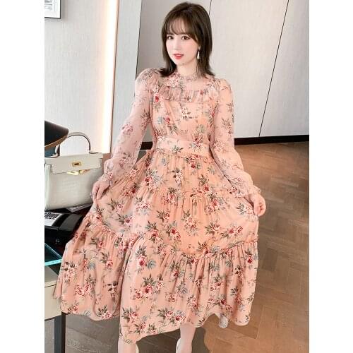 Silk fungus dress with ruffle 2021 spring new pattern