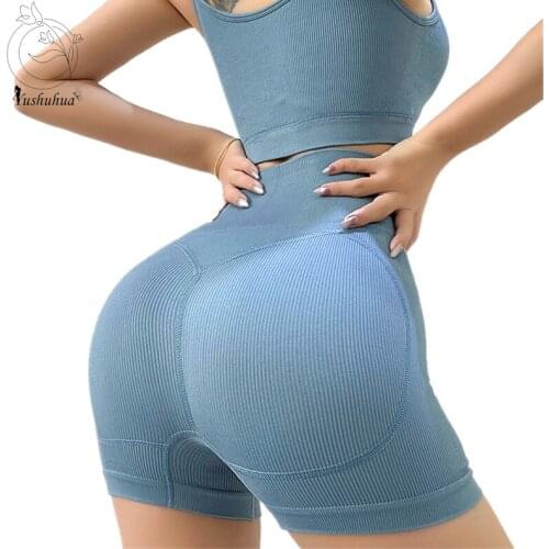 High Waisted Workout Shorts Women Super Stretchy Athletic Shorts Soft Women Fitness Sports Biker Shorts Seamless Yoga Shorts