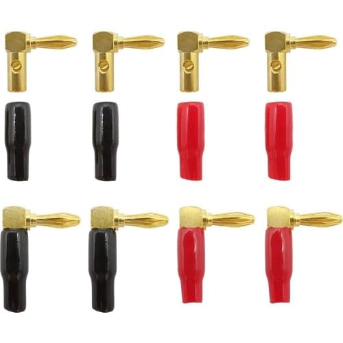 1/2Pair red and black 4mm Banana Plug Screw Right Angle 90 Degree L Type Binding Post Amplifiers Adapter Connector Video Speaker