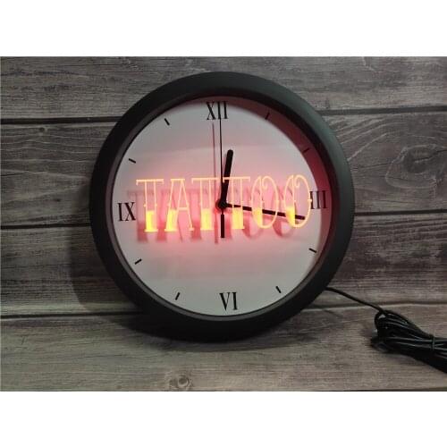 0B550 Tattoo Shop Bar Pub Art Piercing APP RGB 5050 LED Neon Light Signs Wall Clock