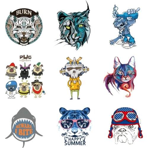 Iron-on Transfers for Clothing Patches for Clothes Stickers Diy Animals Patch Stripe Rock Flex Fusible Transfer Vinyl Adhesive I
