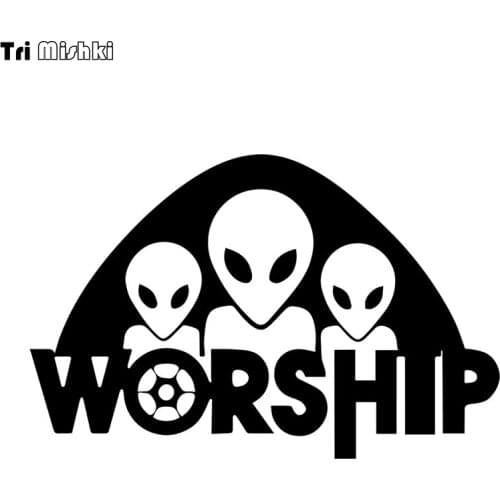 Tri Mishki HZX1290# alien worship car sticker funny Vinyl Decals Motorcycle Accessories Stickers